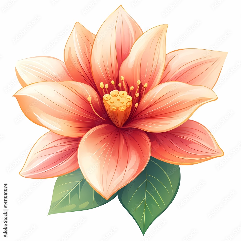 Fototapeta premium Vibrant Tropical Bloom. Pink Lily Illustration in Nature-Inspired, Exotic Harmony
