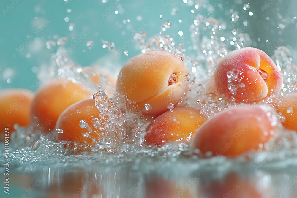 Water Splashing on Fresh Apricots Water Splashing on Fresh Apricots