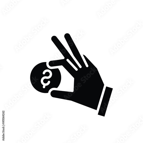 insert coin. hand hold coin solid icon vector design good for web or mobile app