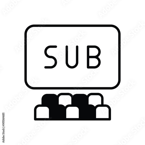 Movie With Subtitles icon vector stock illustration