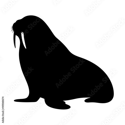 walrus animal black silhouette icon - designs for jungle animals walrus Safaris, wildlife, rainforest, vector on a white transparent.