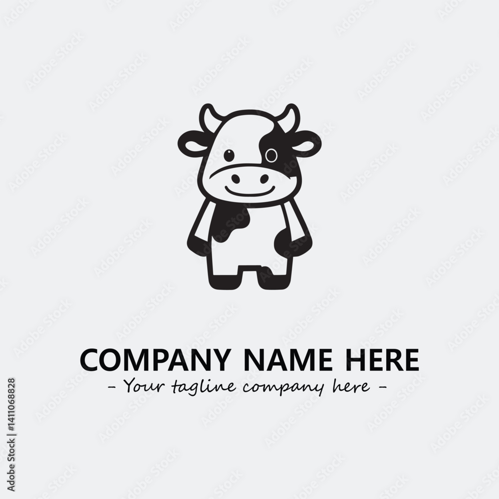 Cow illustration black and white for logo company vector image
Cow illustration black and white for logo company vector image