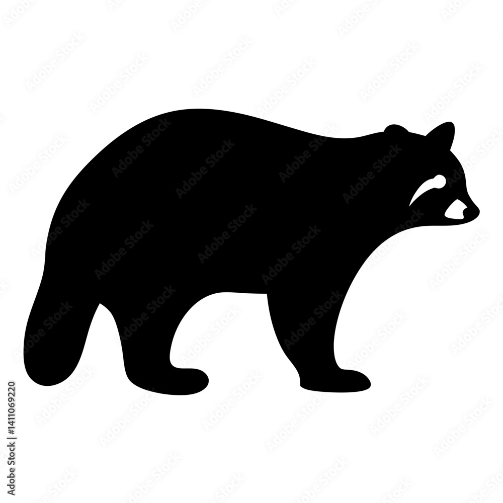 Obraz premium raccoon animal black silhouette icon - designs for jungle animals raccoon Safaris, wildlife, rainforest, vector on a white transparent.
