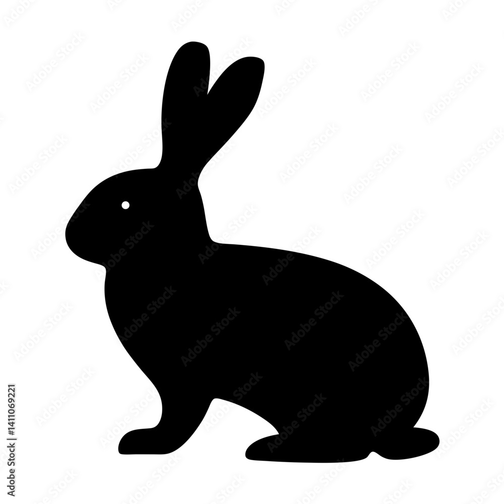Fototapeta premium rabbit animal black silhouette icon - designs for jungle animals rabbit Safaris, wildlife, rainforest, vector on a white transparent.