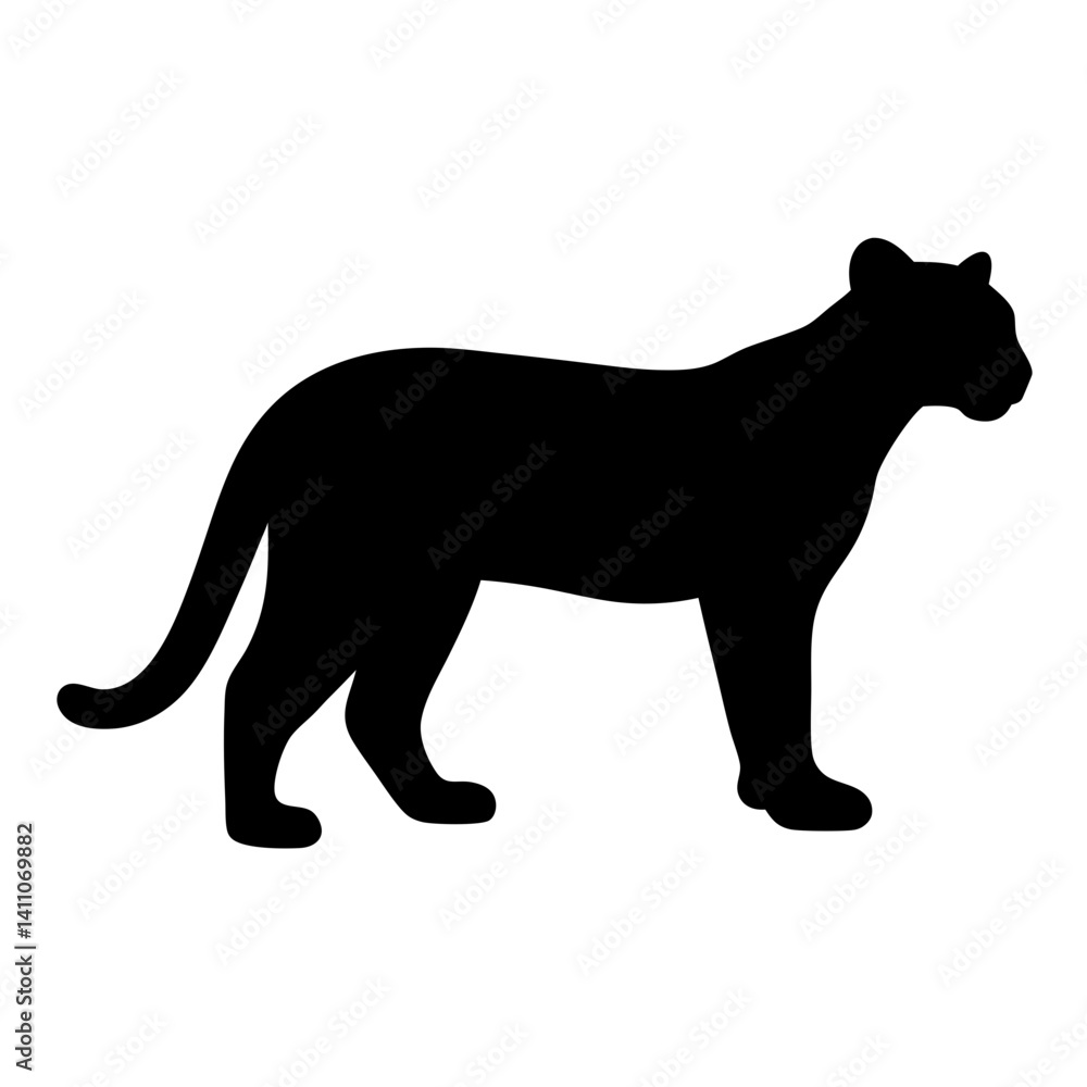 Obraz premium tiger animal black silhouette icon - designs for jungle animals tiger Safaris, wildlife, rainforest, vector on a white transparent.