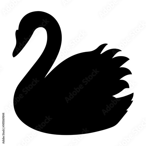 swan animal black silhouette icon - designs for jungle animals swan Safaris, wildlife, rainforest, vector on a white transparent.