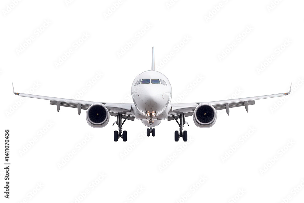 Aircraft preparing for landing with landing gear extended in a clear sky as it approaches the runway at a busy airport during daylight hours Aircraft preparing for landing with landing gear extended in a clear sky as it approaches the runway at a busy airport during daylight hours