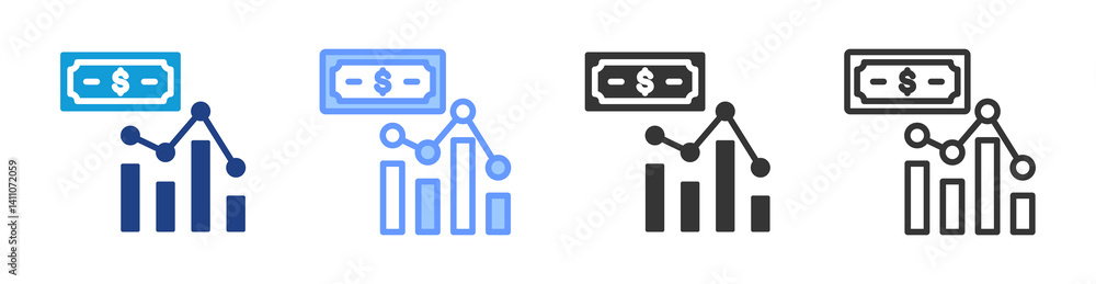 Stock Market Crash icon set multiple style collection Stock Market Crash icon set multiple style collection