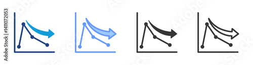 Economic Downturn icon set multiple style collection