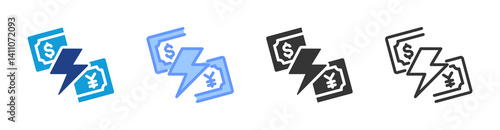 Trade War icon set multiple style collection