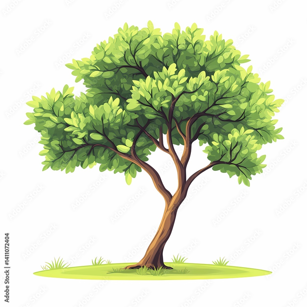 Fototapeta premium Vector Illustration of a Leafy Green Tree - Nature Inspired Artwork for Sustainable Living and Outdoor Landscape Designs