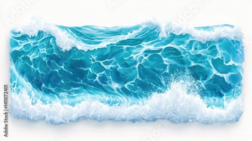 A vibrant ocean wave crashing onto a sandy beach. with distant hills and a clear blue sky. capturing the essence of a sunny day by the seaside