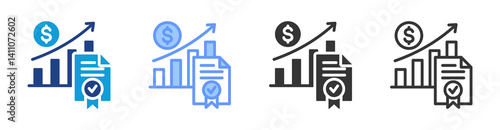 Fiscal Policy icon set multiple style collection