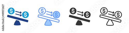 Liquidity Crisis icon set multiple style collection