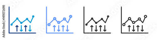 Market Volatility icon set multiple style collection