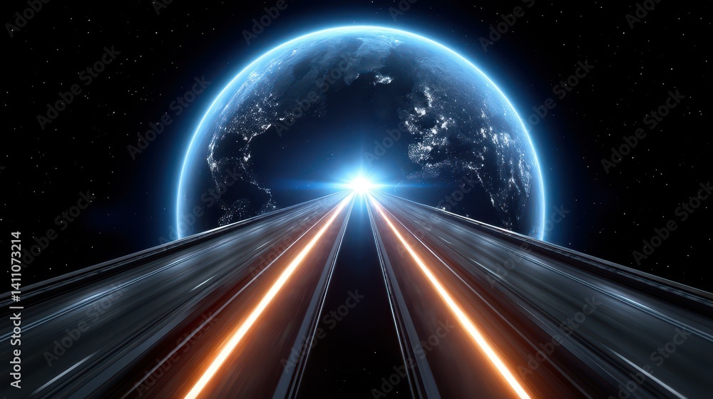 Fototapeta premium Explore the seamless data flow of communication technology connecting the globe through the internet and IoT advancements.