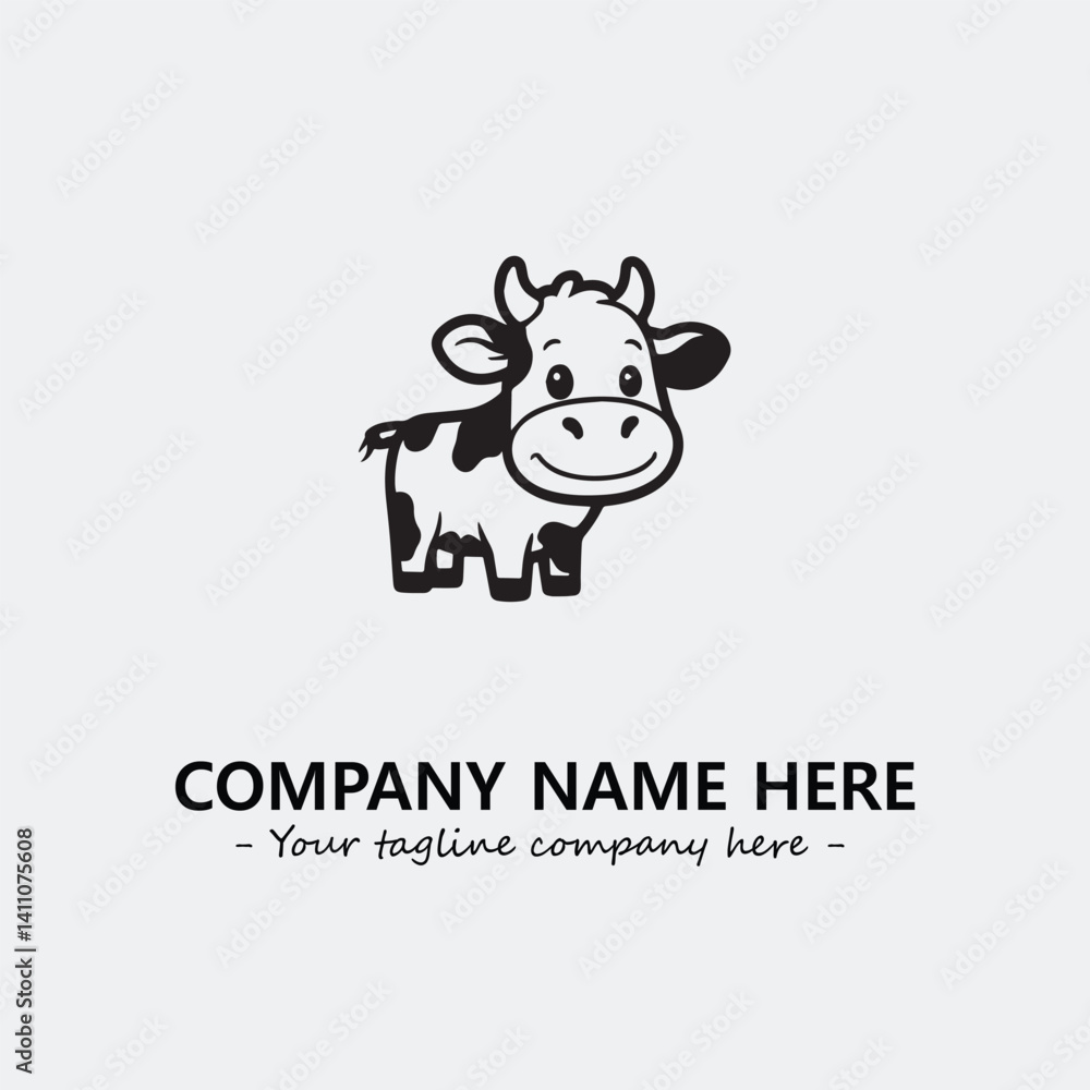 Cow illustration black and white for logo company vector image
Cow illustration black and white for logo company vector image