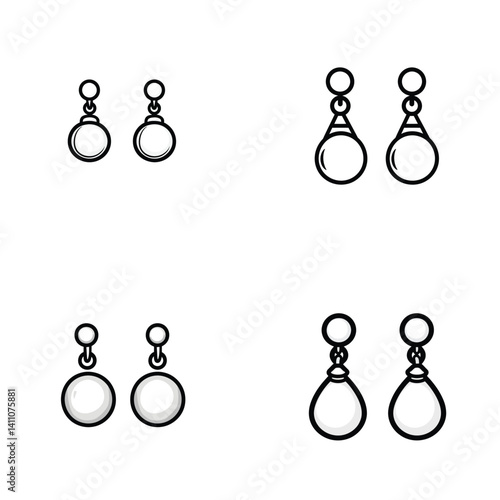 Elegant Dangle Earrings Set in Various Designs with Transparent Background Style