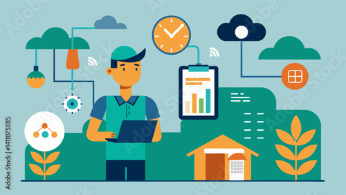 From crop planning to harvest strategy AIpowered farm decision support streamlines the decisionmaking process saving farmers time and money.. Vector illustration
