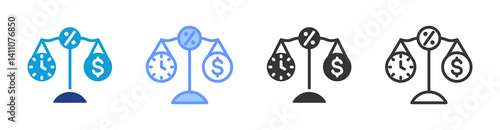Economies Of Scale icon set multiple style collection