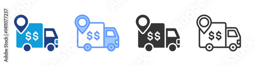 Money Delivery icon set multiple style collection