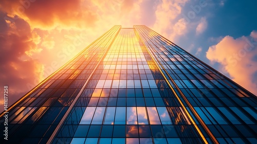 Wallpaper Mural Majestic Skyscraper at Sunset: A Symphony of Glass and Light Torontodigital.ca