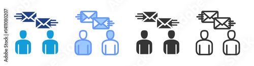 Email Communication icon set multiple style collection