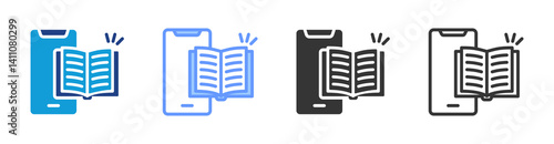 Mobile Learning icon set multiple style collection