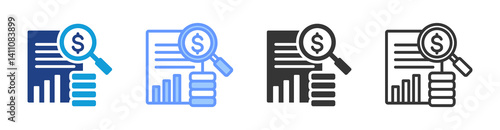 Sales Report Analysis icon set multiple style collection