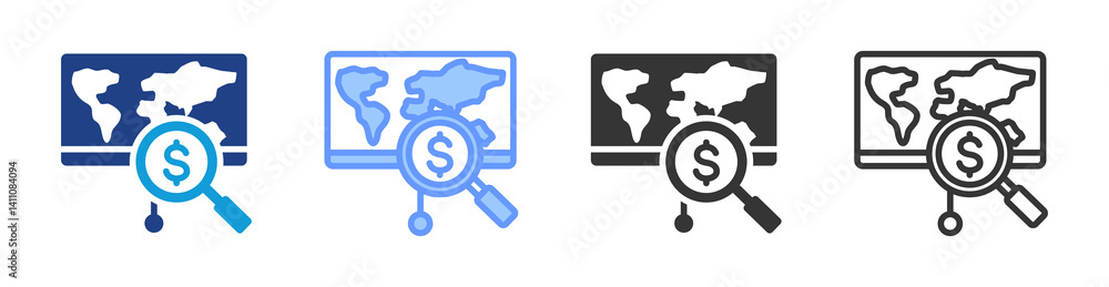 Sales Geographics icon set multiple style collection Sales Geographics icon set multiple style collection