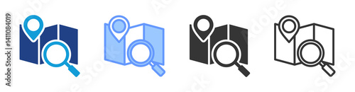 Place Analysis icon set multiple style collection