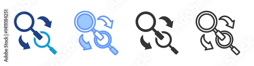 Secondary Research icon set multiple style collection