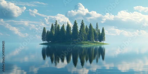 Fototapeta Naklejka Na Ścianę i Meble -  Landscape with lake and trees