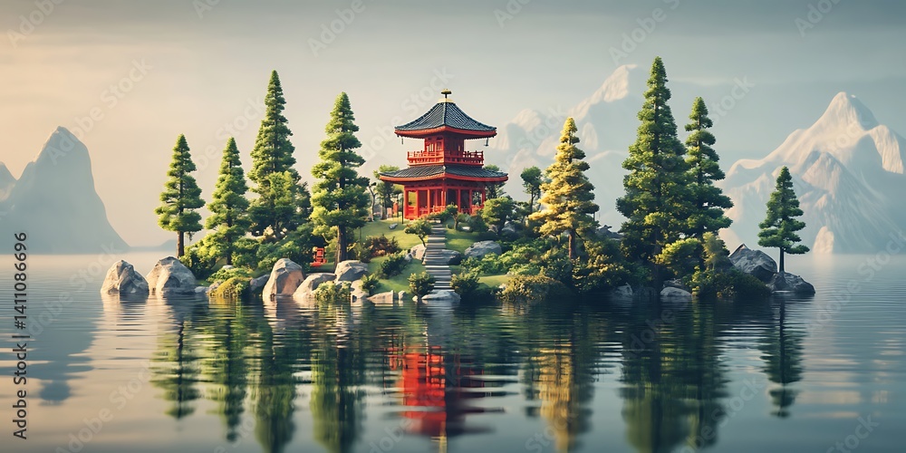 Fototapeta premium Traditional Japanese Garden in Spring
