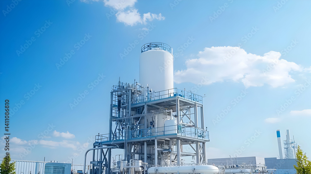 Obraz premium Industrial Plant Structure Under Clear Sky