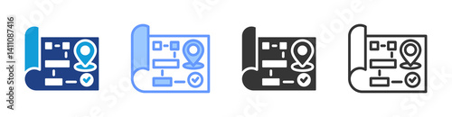 Planning And Zoning icon set multiple style collection
