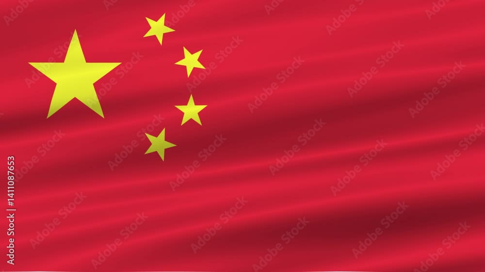 flag of China realistic wave 4K, seamless animated background flag of China realistic wave 4K, seamless animated background