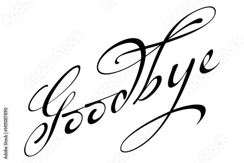 Goodbye（さよなら）のシンプルなロゴマーク（カリグラフィー）
