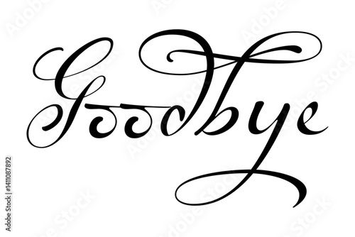 Goodbye（さよなら）のシンプルなロゴマーク（カリグラフィー）
