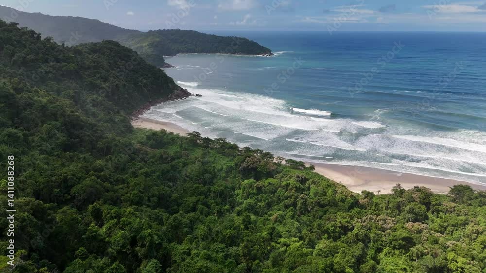 Aerial view of Brava do Camburi Beach - Ubatuba, São Paulo, Brazil Aerial view of Brava do Camburi Beach - Ubatuba, São Paulo, Brazil