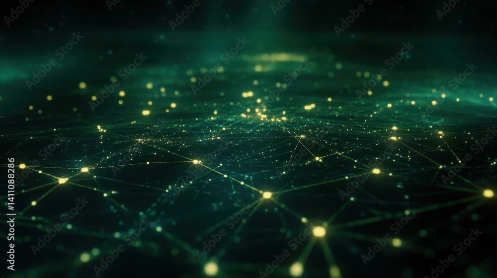 Abstract network visualization of interconnected nodes. Abstract network visualization of interconnected nodes.