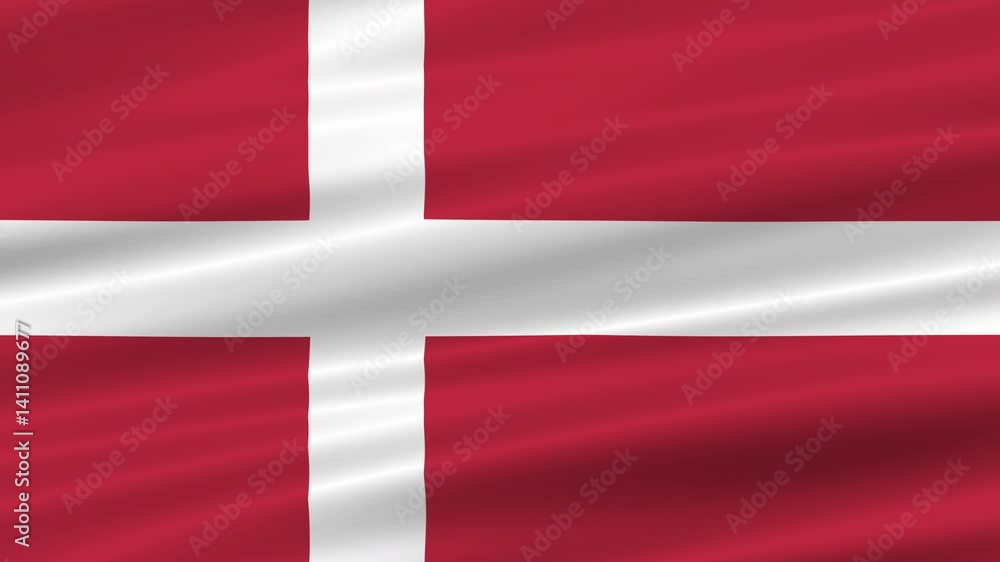 flag of Denmark realistic wave 4K, seamless animated background flag of Denmark realistic wave 4K, seamless animated background
