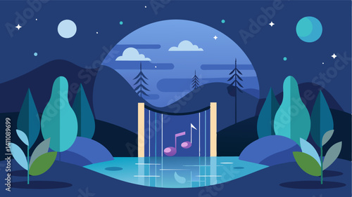 The faint sound of music echoes through the empty space a haunting reminder of livelier times.. Vector illustration