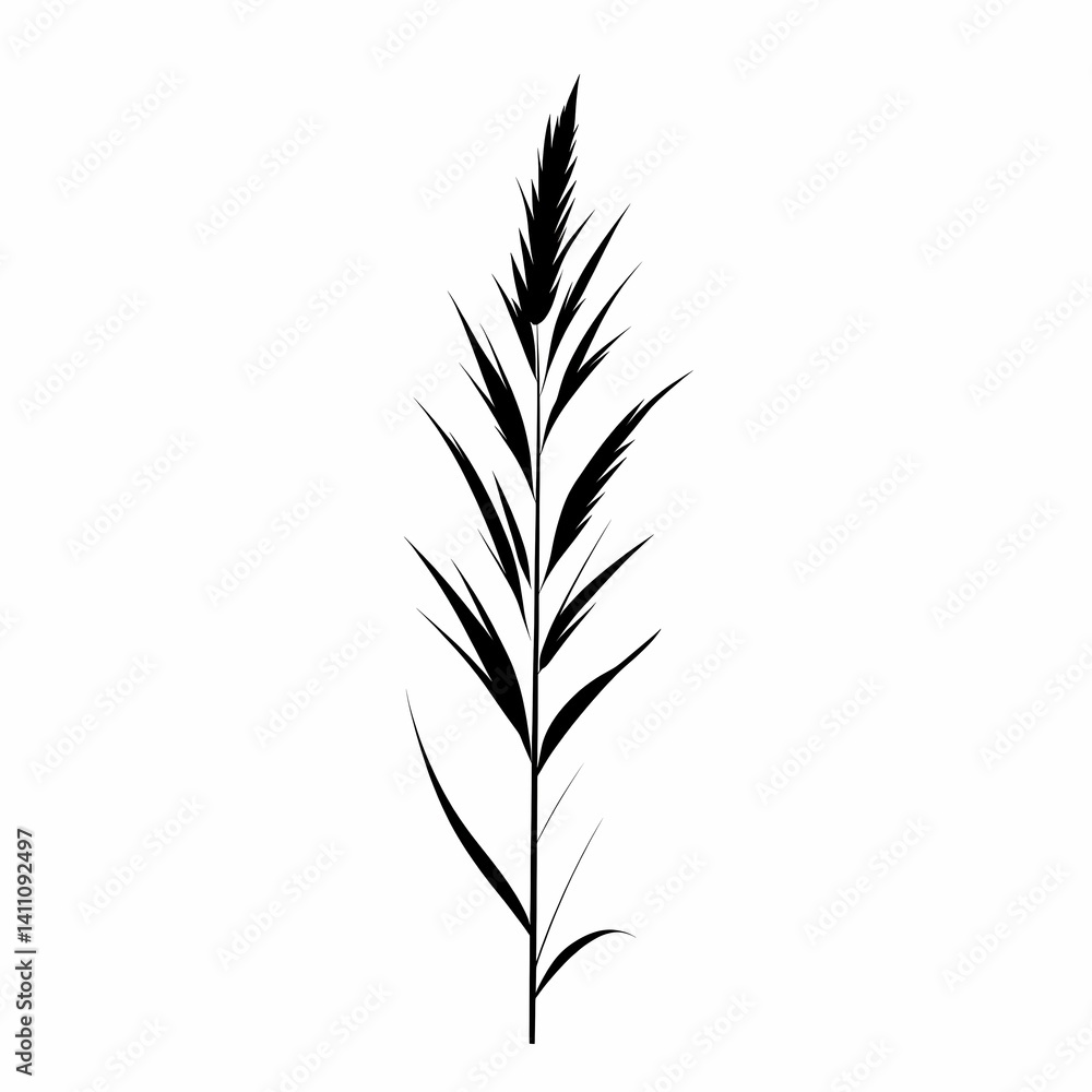 Naklejka premium Elegant Botanical Silhouette - Embrace Nature's Design Elements with Leaf and Plant Silhouetted Flora