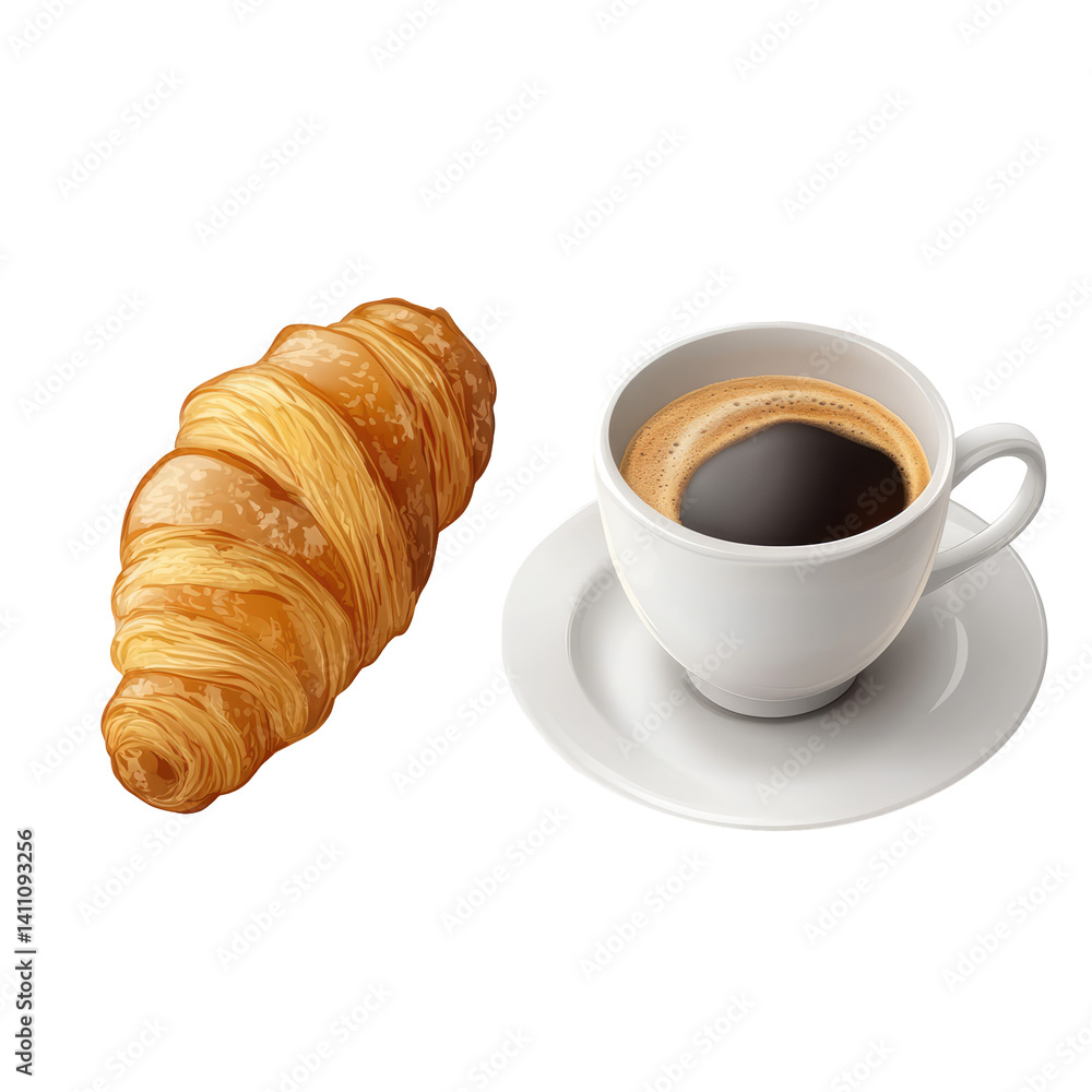 Coffee Croissant Delight on transparent background Coffee Croissant Delight on transparent background