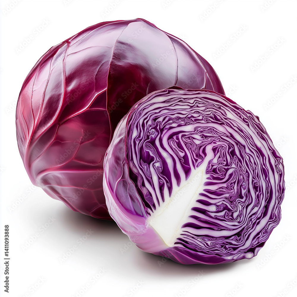 Obraz premium red cabbage isolated on white background