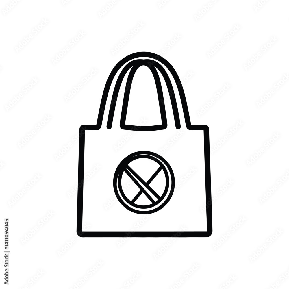 Outline Style Bag with Handle and Circle with Cross Symbol, Transparent Outline Style Bag with Handle and Circle with Cross Symbol, Transparent