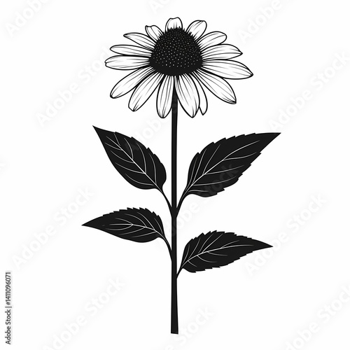 Wallpaper Mural SEO Title. Black and White Sunflower Illustration. Botanical Graphic Design for Decorative Wall Art and Prints Torontodigital.ca