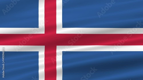 flag of Iceland realistic wave 4K, seamless animated background