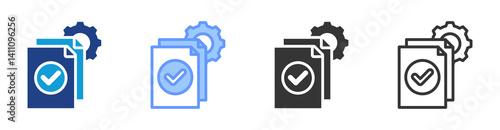 Project Completion icon set multiple style collection